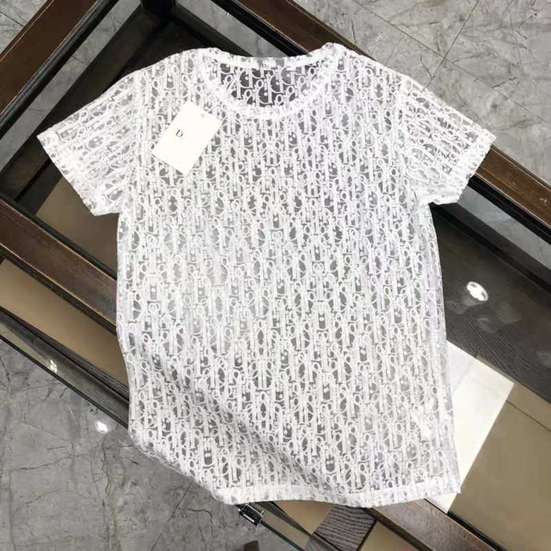 

brand 21 hollow new bergdio summer out fashion full print short sleeve T-shirt for men and women