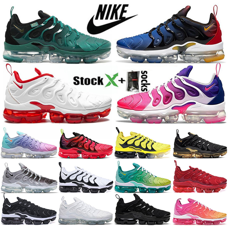 

Nike Air Max Vapormax Plus Tn Mens Running Shoes Triple Black White Wolf Grey Hyper Royal Dream Blue Pink Purple Airmax Vapor Women Designer Sneakers Trainers, Box