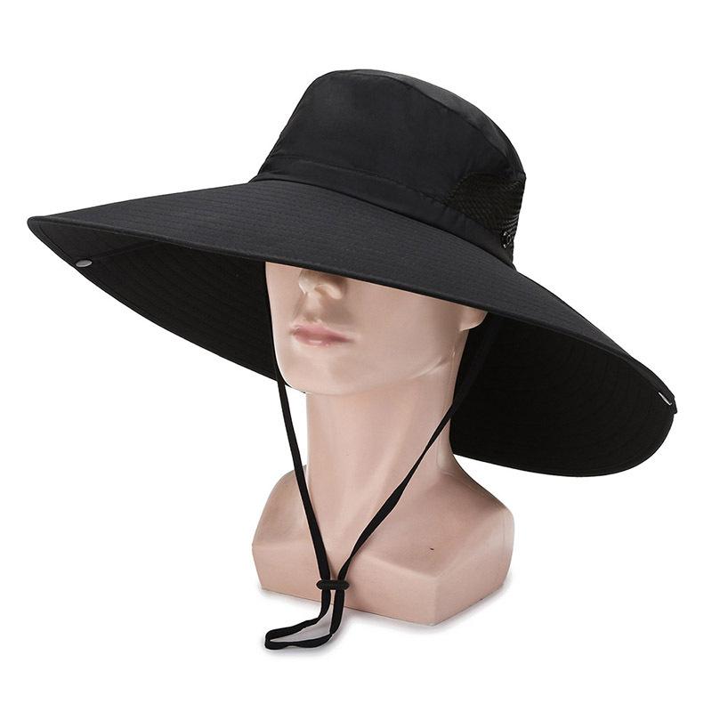 

Wide Brim Hats 2021 Autumn Big Fisherman Hat Solid Waterproof Sun Mountaineering Men's Caps Fishing Cap Panama Unisex Gorras, Black