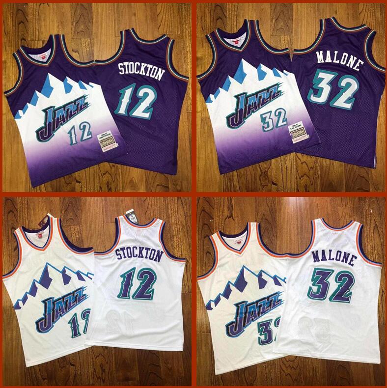 

Men basketball jerseys 32 Karl Malone 12 John Stockton Mitchell&Ness 1996-97 Hardwoods Classic Jersey and short
