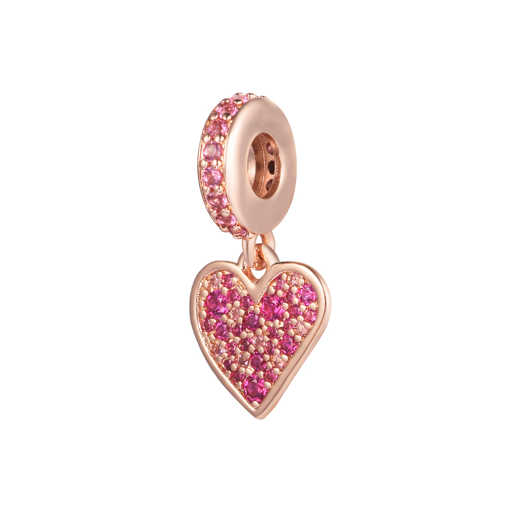

Pave Freehand Heart Dangle Charms Original 925 Silver Beads For Jewelry Making Fits European Bracelets and Bangle Woman DIY Charm