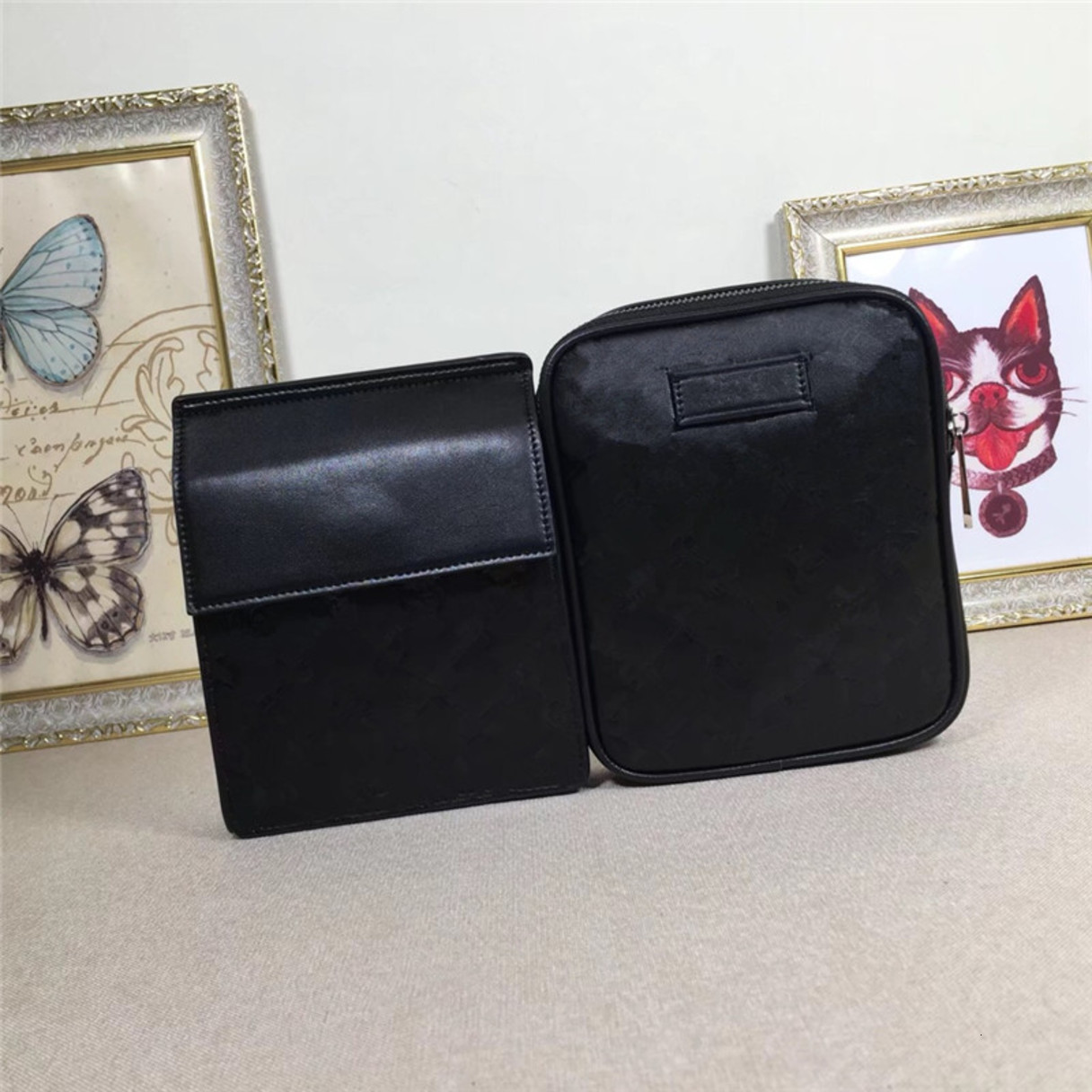 

Two bag and Waist Bags Leather women pack printed Waistpacks for men, With logos