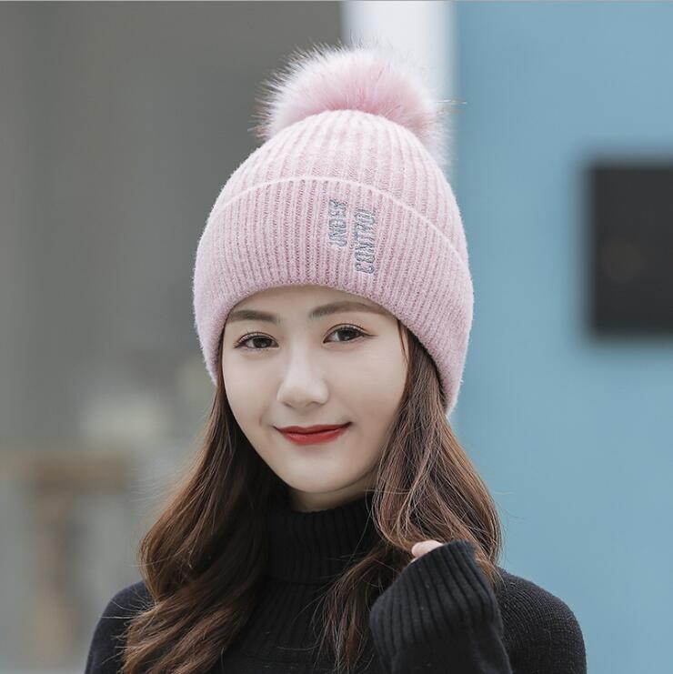 

Women's winter plush thick knitted hats caps GSZM009 Fashion Cycling warm ear protection cold woolen cap, Mix colors