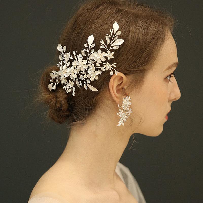 

Hair Clips & Barrettes Floralbride Handmade Crystal Rhinestone Floral Wedding Clip Bridal Headdress Accessories Women Jewelry, Golden;silver