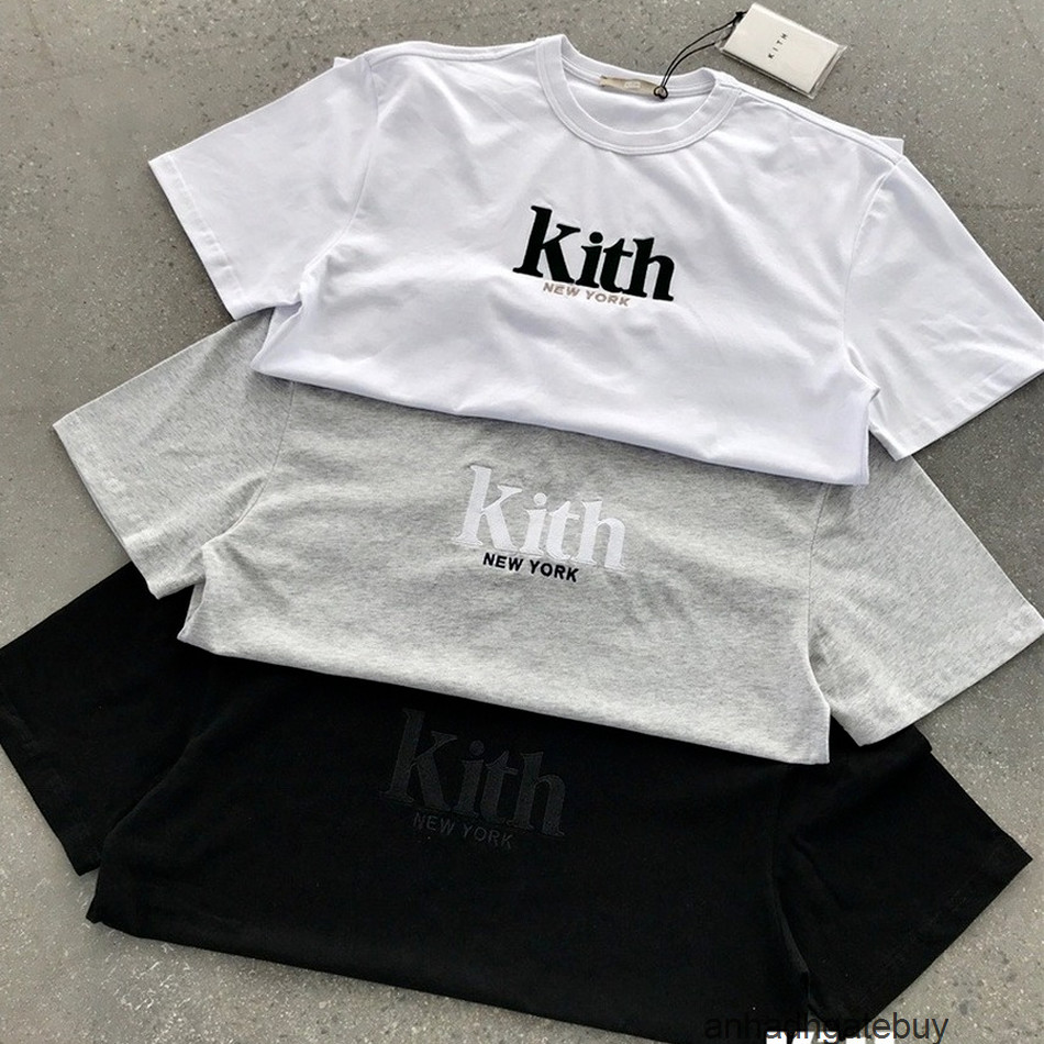 

Kith York T-shirt Men Women 1:1 Embroidery Tee Slightly Oversize Heavy Fabric Tops ShirtsY4L7
