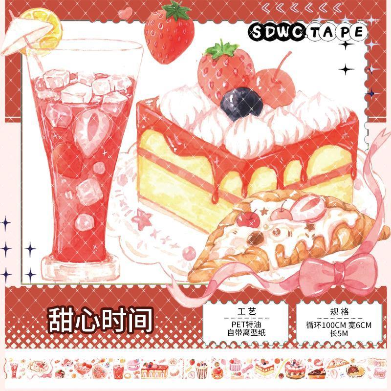 

Gift Wrap Happy Dessert Time PET Special Oil Washi Tapes Journal Masking Tape Adhesive DIY Scrapbooking Stickers
