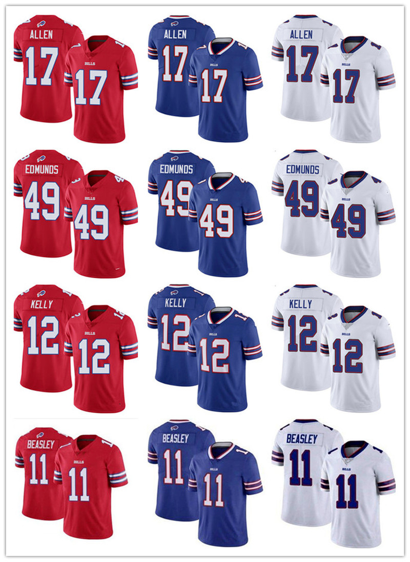 

2021 BuffaloBillsMEN Cole Beasley Josh Allen Jim Kelly LeSean McCoy Limited Rush Football Inverted Legend football Jersey, Black;red