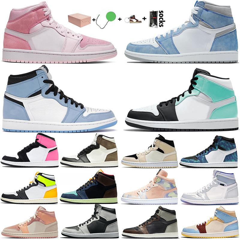 

1s Basketball Shoes Men Women 1 Hyper Royal University Blue Digital Pink Island Green Fearless High OG TWIST Chicago UNC Retro Trainers Sneakers, Protection box