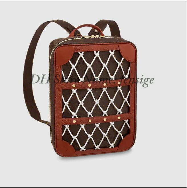 

SHOES BOX Basketball Netting BACKPACK With Rivets Embossed Monograms canvas Leather Designer Luxurys Mens Backpacks Bag M45784