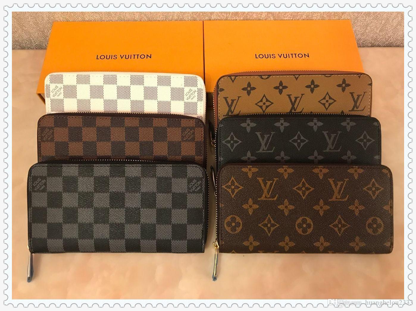 

A16 LV LOUIS VITTON Purse Wallet Zipper Bag Women's Wallets Leather Card Holder Pocket Long Women Bag Coin Purses with Box, Red;black