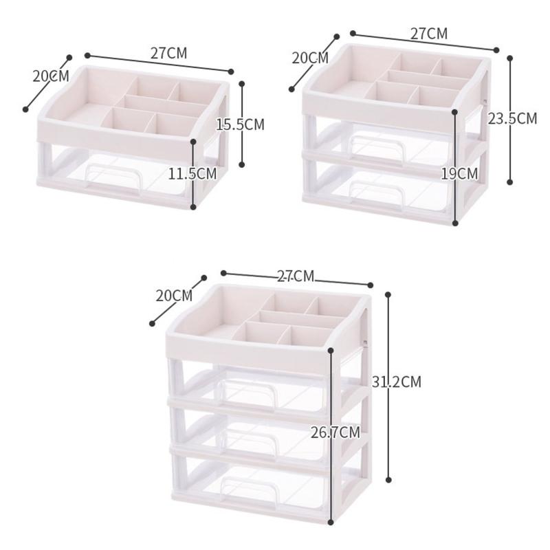 

Bathroom Storage & Organization PP Cosmetic Drawer Transparent Makeup Box Organizer 3-Layer Eco-friendly Desktop Sundry