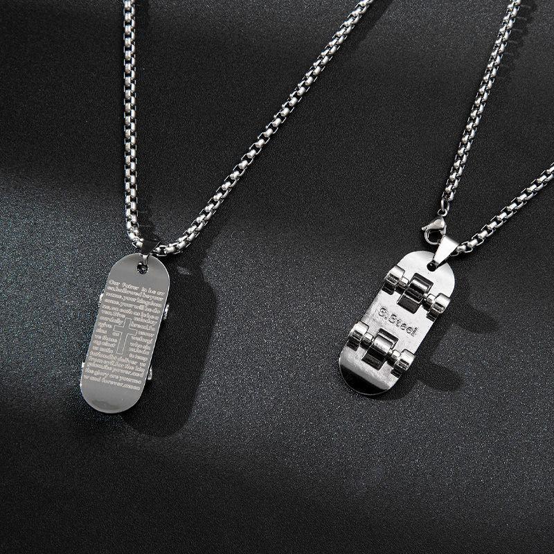 

Pendant Necklaces Hip Hop Trend Skateboard Long Necklace 2021 Fashion Stainless Steel Chain Accessories