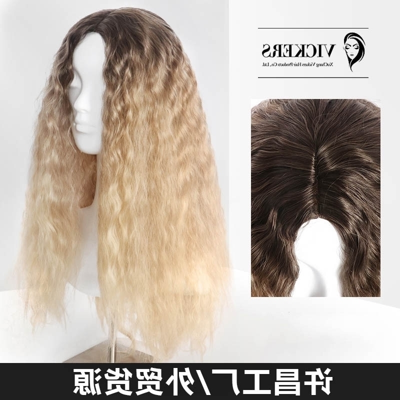 

women's gold brown hair water wavy head dyed black fashion long roll headgear