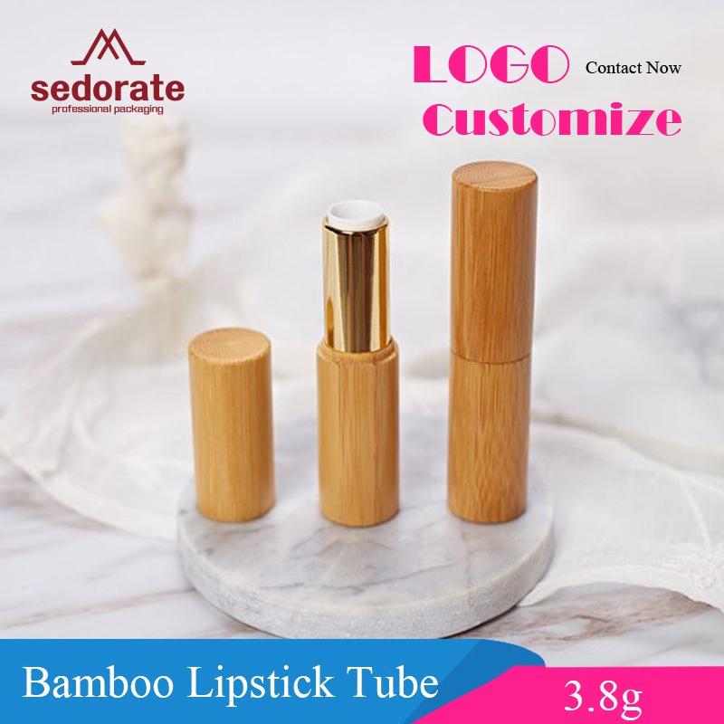

Sedorate 50 pcs/Lot Bamboo Lipstick Tube For Cosmetic Packaging Luxury Silver Golden Lip Alumite Tube 3.8g Tubes QX001