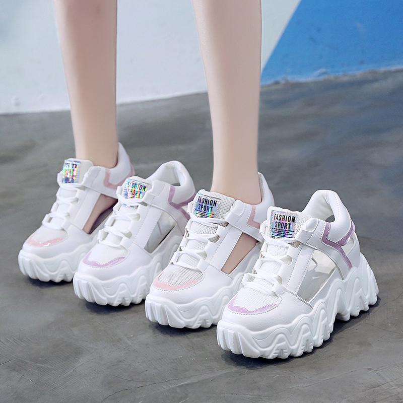 

Leather Casual Summer Slippers Woman Sandal Summer Womens Platform Wedge Sandal High Heels Shoes Female Buckle Platform, Pink