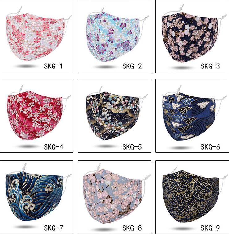

3D flower adult face masks digital printing cotton Face Protective Masks no Breathing Valve Washable Reusable Anti-Dust mask DHC1585