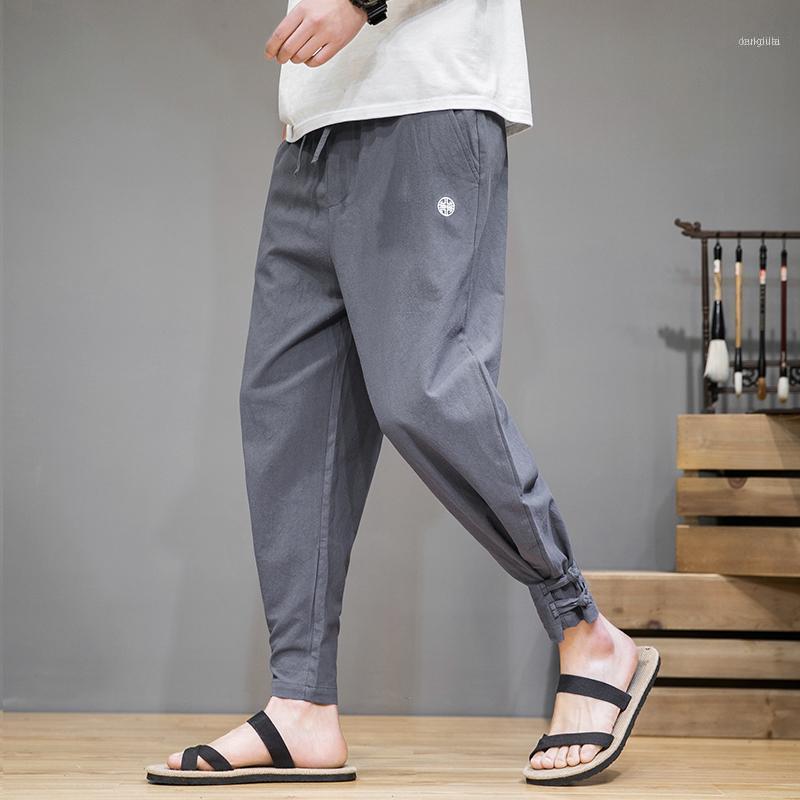 

Men's Pants Cotton Linen Casual Harem Men Joggers Man Summer Trousers Male Chinese Style Baggy 2021 Harajuku Clothes Streetwear1, Red