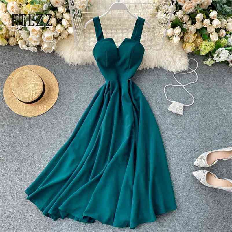 

Women V-neck Party Dress Summer Retro Solid Color High Waist Long Robe Ladies Slim Backless Bodycon Vestidos 210602