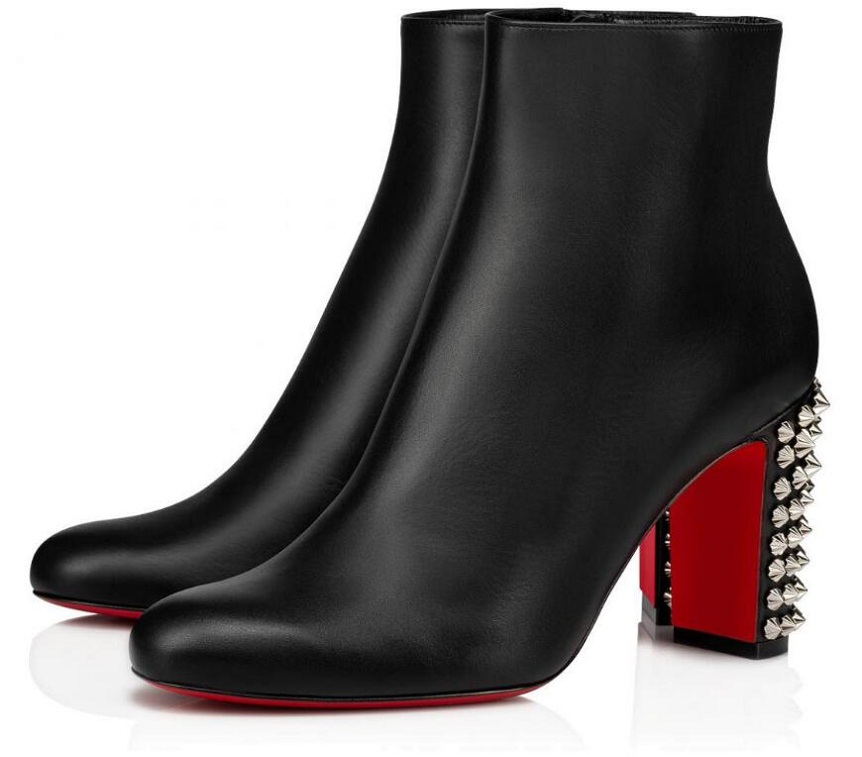 

Winter Fashion Brands Womens Ankle Boots Women's Red Bottom Booty Suzi Folk Black White Block Heels Studs Combat Booty Party Wedding EU35-43