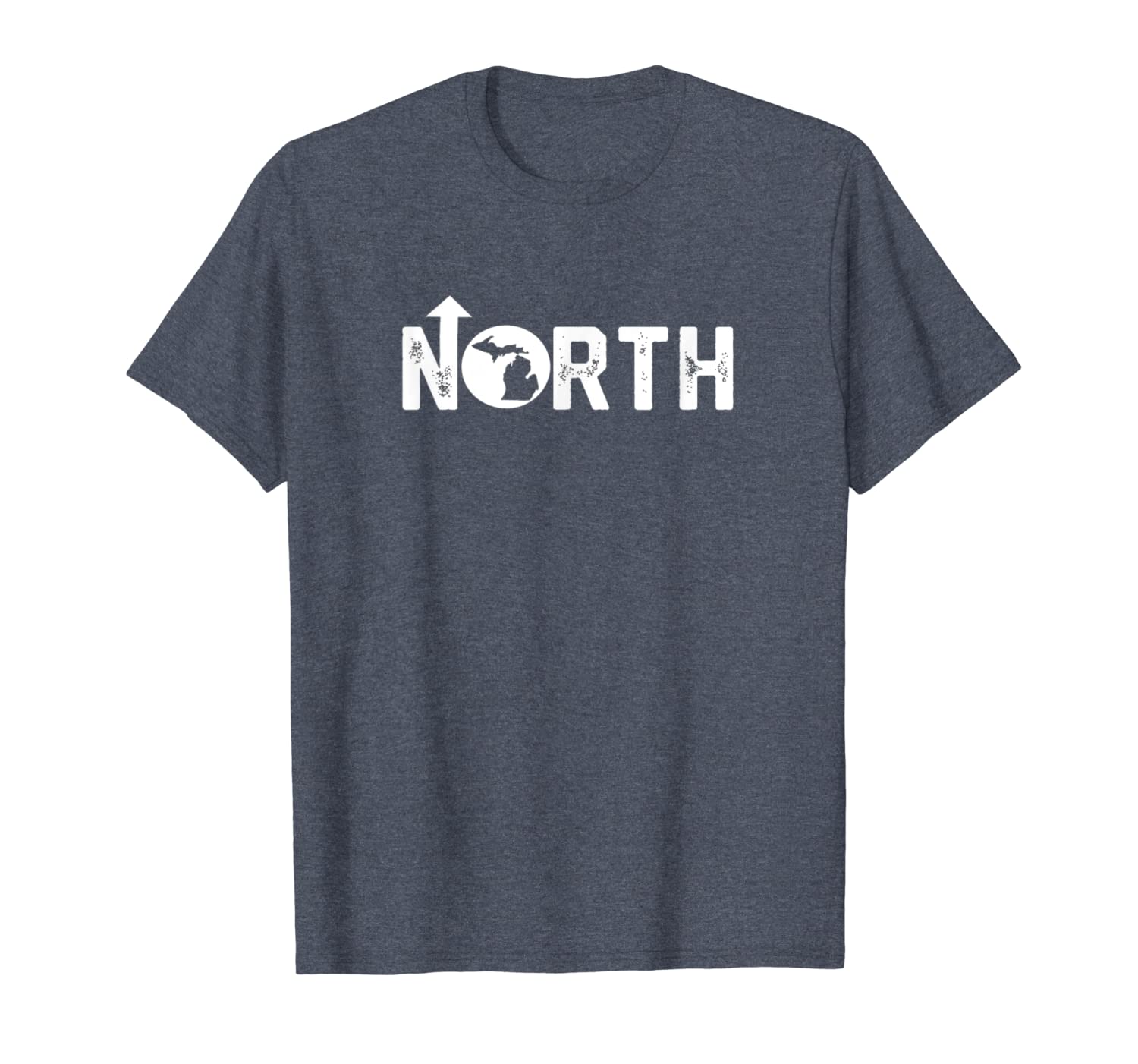 

vintage up north michigan distressed text state map t-shirt, White;black