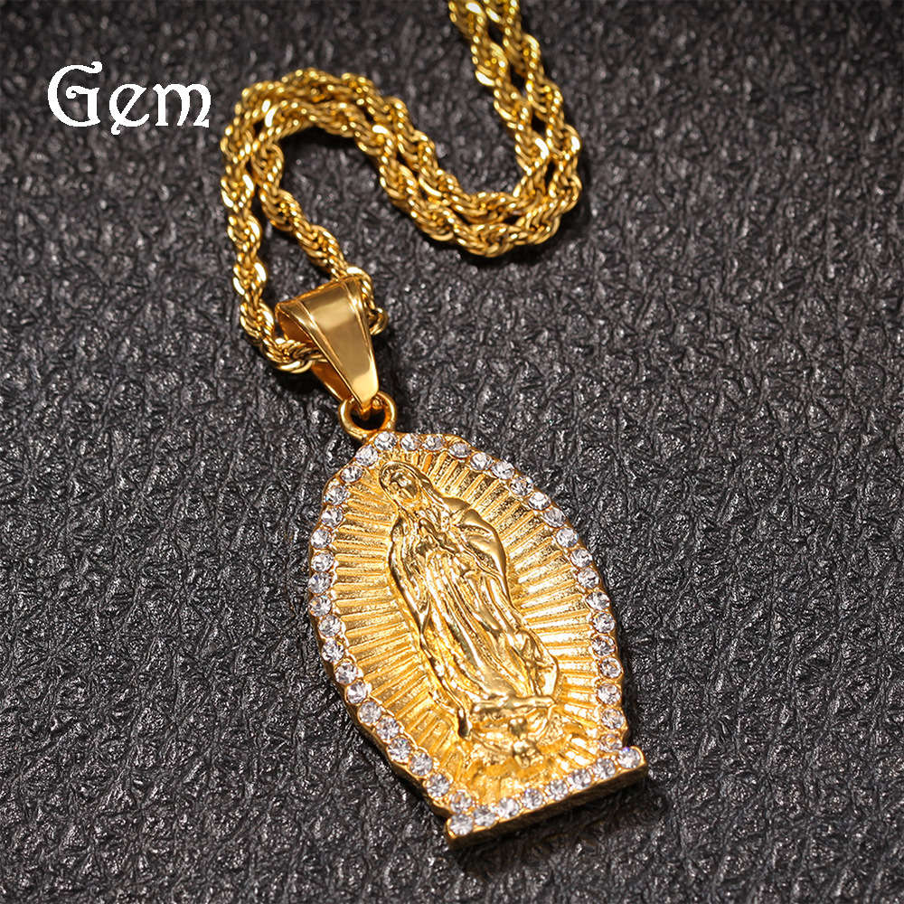 

Hip hop stainless steel Notre Dame Pendant with diamond three dimensional Notre Dame jewelry vacuum color trend accessories