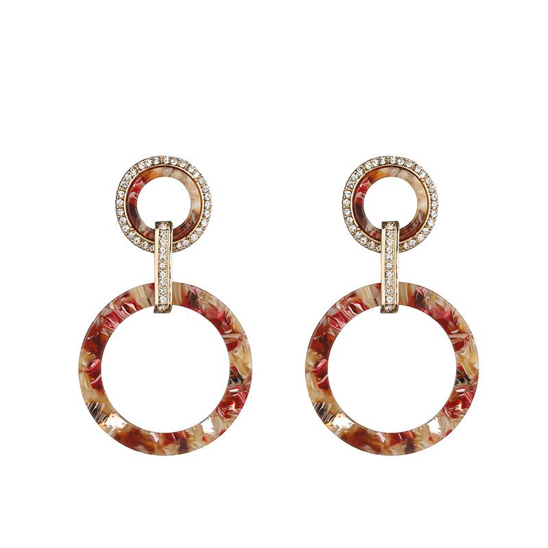 

Dangle & Chandelier Small Big Circle Full Rhinestone Leopard Resin Drop Earrings For Women Bohemian