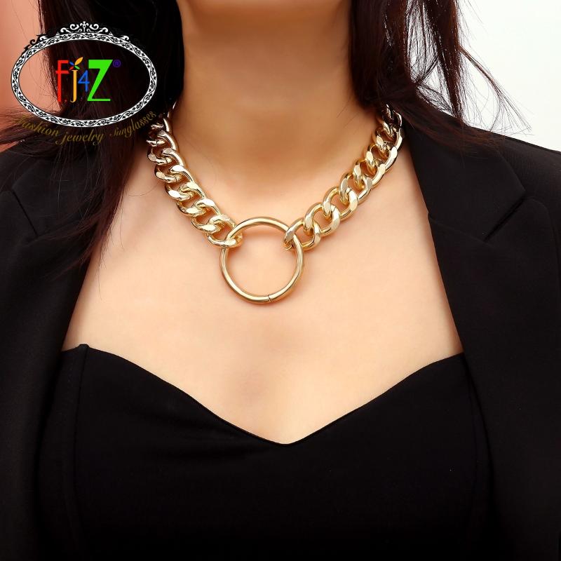 

Pendant Necklaces F.J4Z Arrival Fashion Punk Style Necklace Trendy Maxi Link Chain Circle Rock Hip Hop Night Club Show Jewely