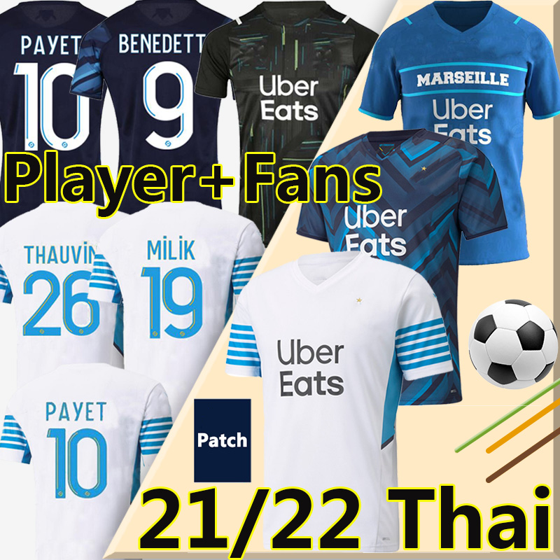 

21/22 Marseille soccer jerseys Olympique De OM 2021 2022 maillot foot CUISANCE THAUVIN BENEDETTO KAMARA PAYET football shirts men+kids kit uniforms, 21/22 new kids