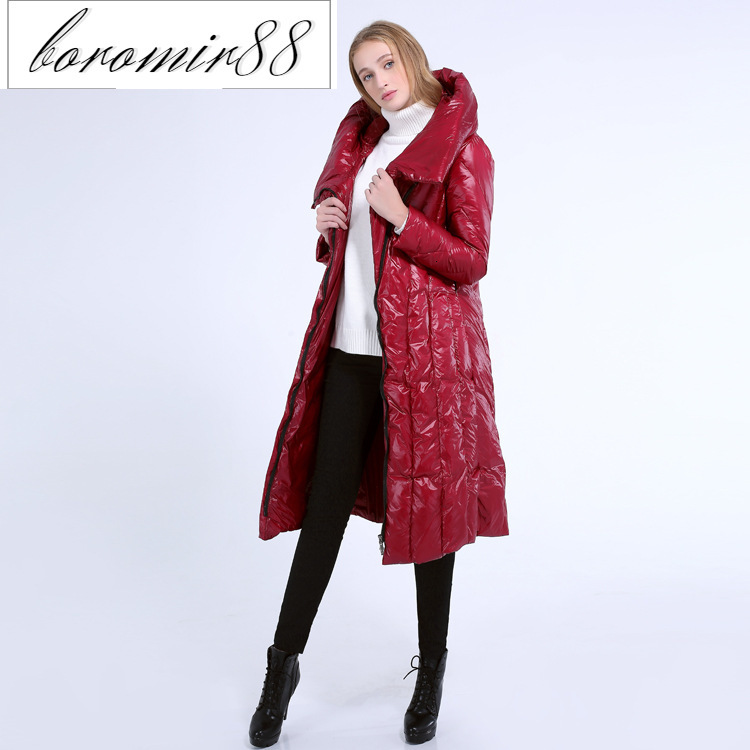 

Autumn and winter slim 90 white duck down women's lengthened thickened large jacket, Black