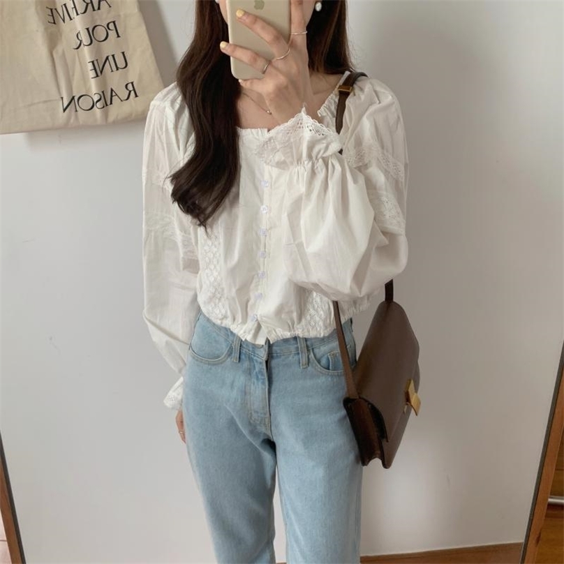 

Sweet High Street Ruffles Korean O-Neck Stylihs Office Lady Chic All Match OL Gentle Tops Women Shirts 210525, Beige