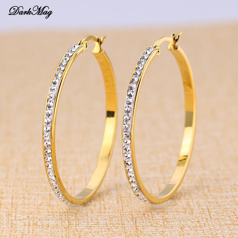 

Hoop & Huggie DarkMag Top Quality Women Fashion CZ Small Earrings Elegant Statement Gold Color Earring For Girls Wedding Jewelry