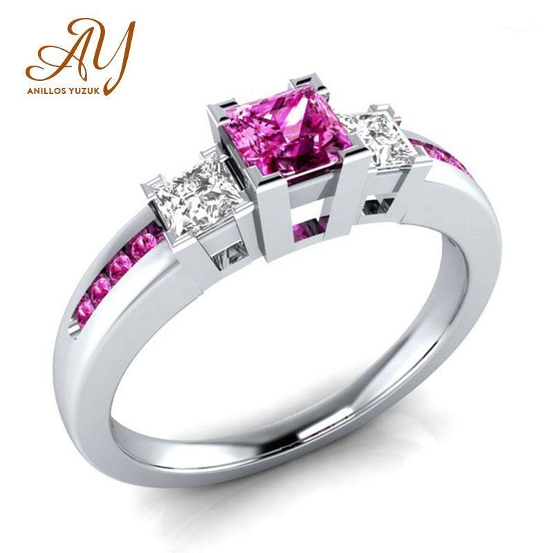 

Cluster Rings Anillos Yuzuk 100% 925 Sterling Silver Jewelry Natural Gemstone Engagement Ring Fine Anniversary Gifts Wholesale, Golden;silver