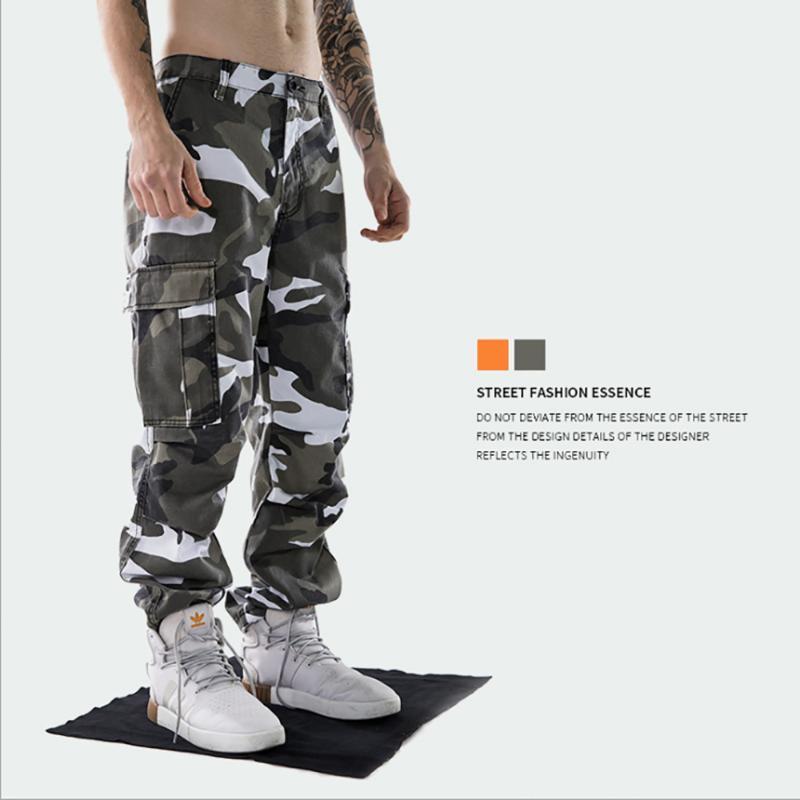 

Men's Pants Military Cargo Men Fashion Streetwear Hip Hop Casual Camouflage Jogger Tactical Trousers Multi Pocket, Black