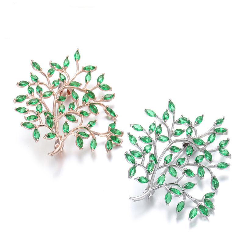 

Pins, Brooches Women's Green Zircon Brooch Exquisite Leaf Silk Scarf Button Accessories Suit, Gray