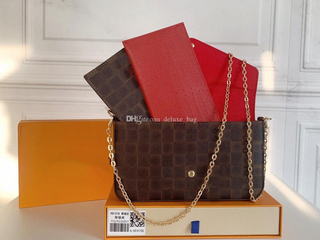 

[WITH BOX] handbag fashion Crossbody mini tote bag women purse chain bag three-piece flower ladies Luxurys Designer High Quality Felicie lat