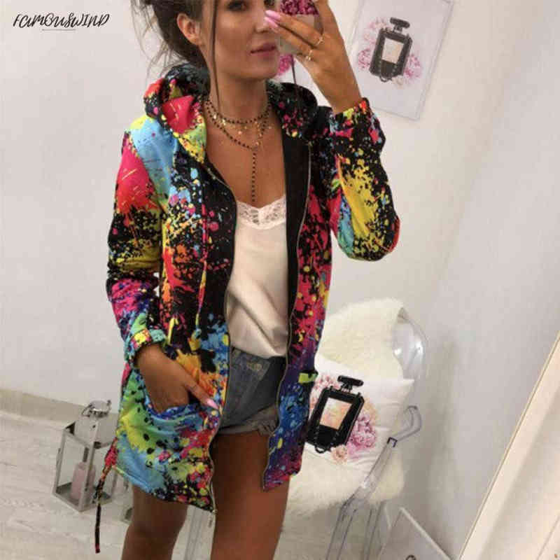 

outerwear coats jackets fashion tie dyeing print outwear sweatshirt hooded overcoat slim jacket women and aug16, Black;brown