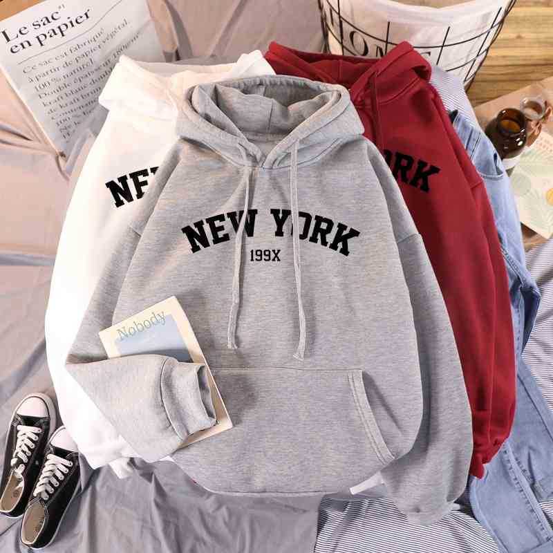 

sweatshirts Flowers Winter Women New York Prints Hooded Female 2020 Cato Fat Warm Trunks Lady Herfst Tops, Black