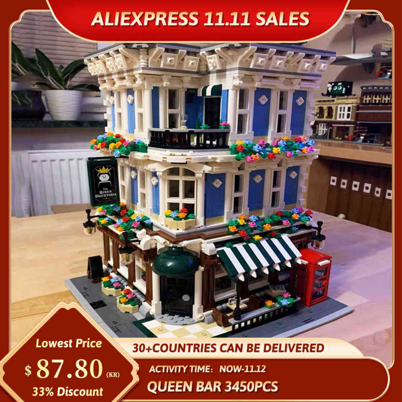 

Creative Expert Street View Queen Bar Bricktoria Modular House MOC Bricks Model Building Blocks Toys Grand Emporium UG10197 Y1124