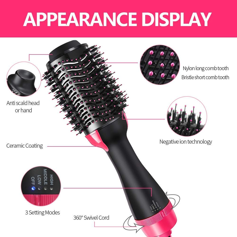 

One Step Hair Dryer Electric Hot Air Brush Multifunctional Negative Dryer brush Negative Ion Generator Hair Straightener Curlerg