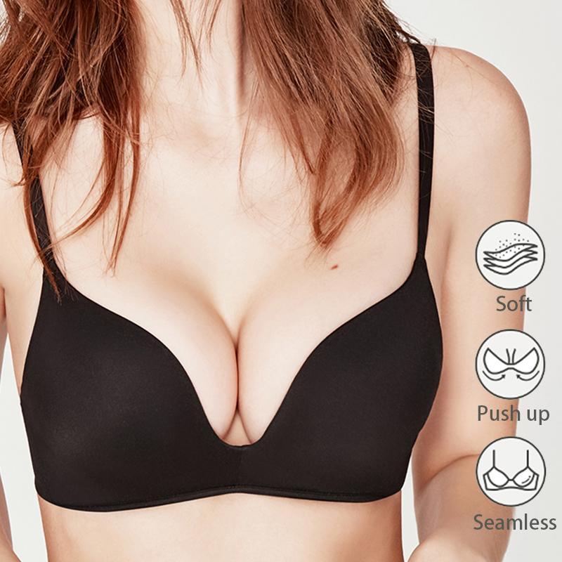 

Soft Seamless Bra Women A B Cup Push Up Underwear Women's Wireless Bras Small Bust 6 Colors Female Adjustable Brassiere 32-38, Pink