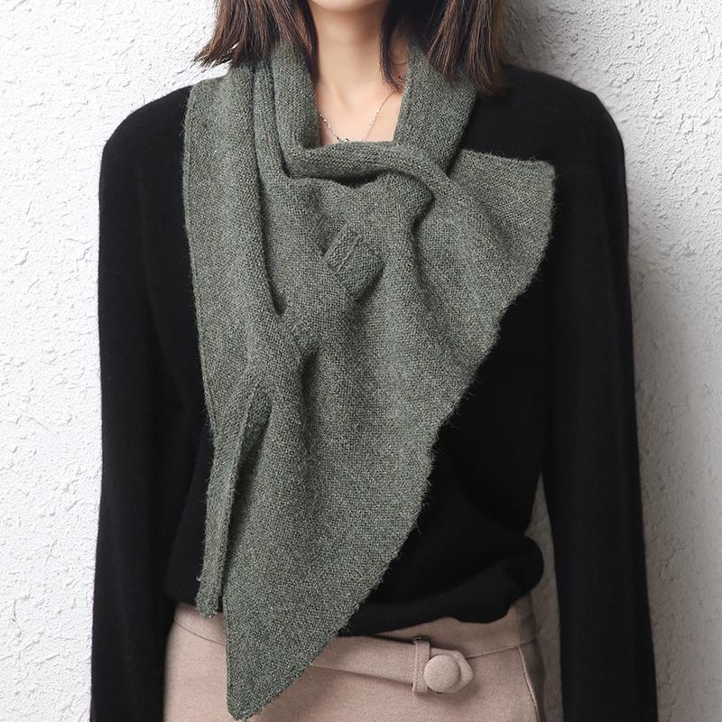 

Scarves MERRILAMB 2021 Winter Cashmere Scarf Women Knitted Solid Color Fashion Bib