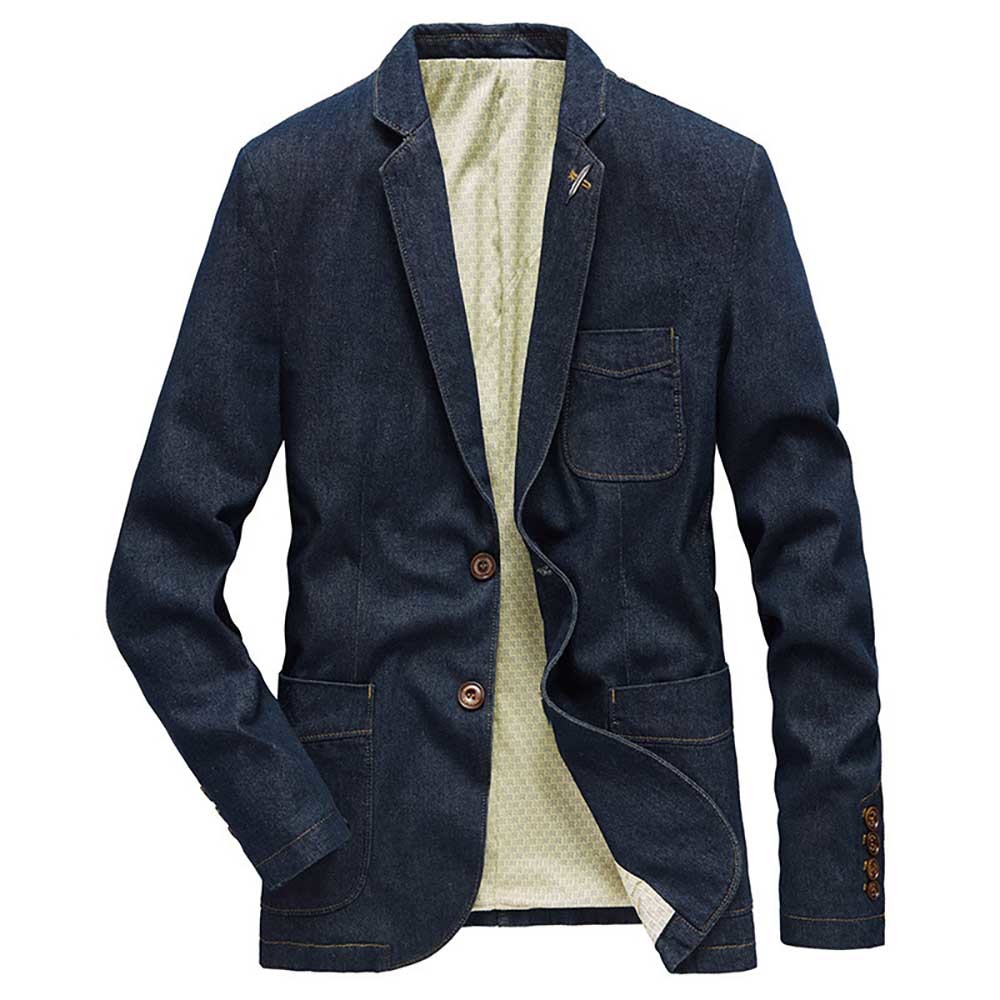 

2021 New Mode Trend Denim Casual Male Suit Office Jeans Blazer Plus Size Jacket Men's Clothes Cmw8, Black