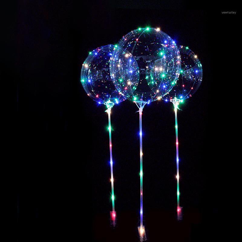 

Party Decoration 3Pcs Colorful Light Glowing Clear Balloon Transparent Flashing Led Bobo Sticks Helium Wedding Birthday Decorations