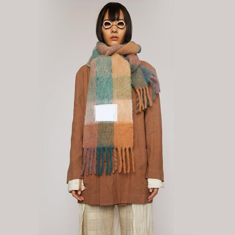 

Women Ac studios Sacrf Imitation Cashmere Winter Scarf Designer Acne Scarves Type Colour Chequered Tassel Imitated