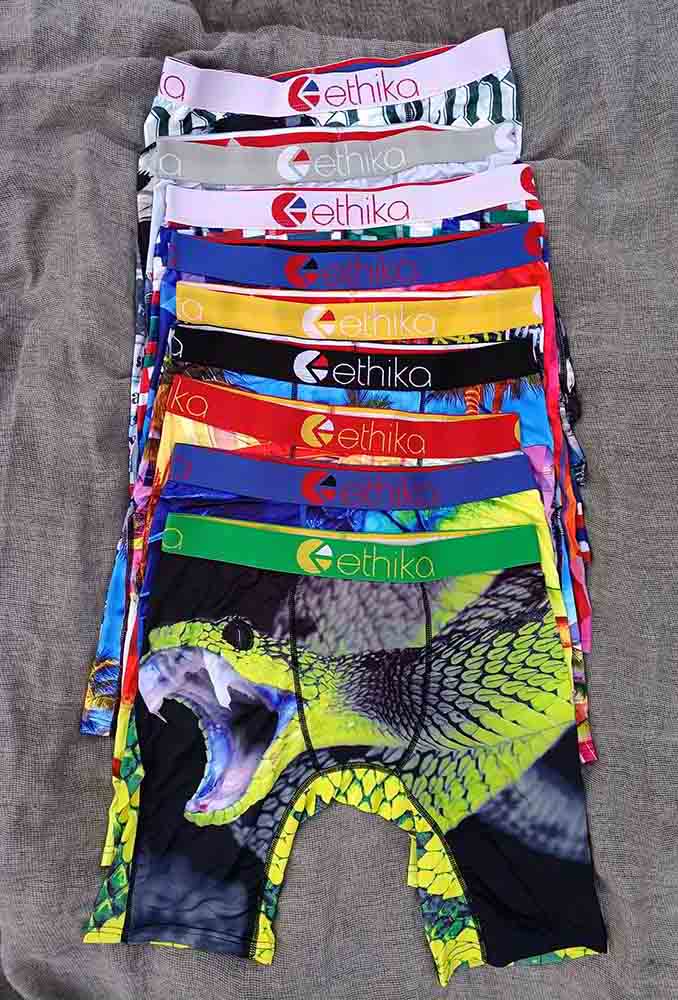 

Unisex Ethika Underpants Random styles men boxers sports hip hop rock underwear fashion quick dry mix colore wholesale, Black;white