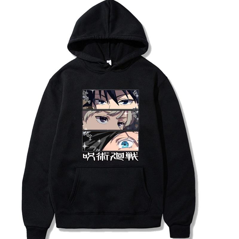 

Men's Hoodies & Sweatshirts Jujutsu Kaisen Anime Character Eyes Printing Women Streetwear Hip Hop Fashion Winter Unisex, Black