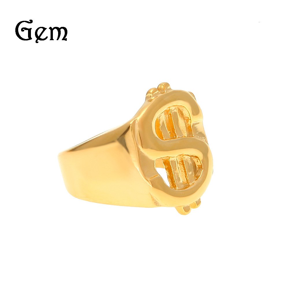 

Hip hop big dollar ring color preserving electroplating stainless steel men's jewelry