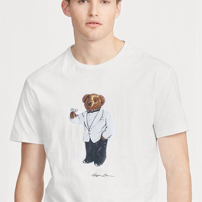 

US SIZE Polo Bear shirt Unisex tshirt Short sleeve T shirt cotton tee shirts M  XL 2XL dropshipping, White;black