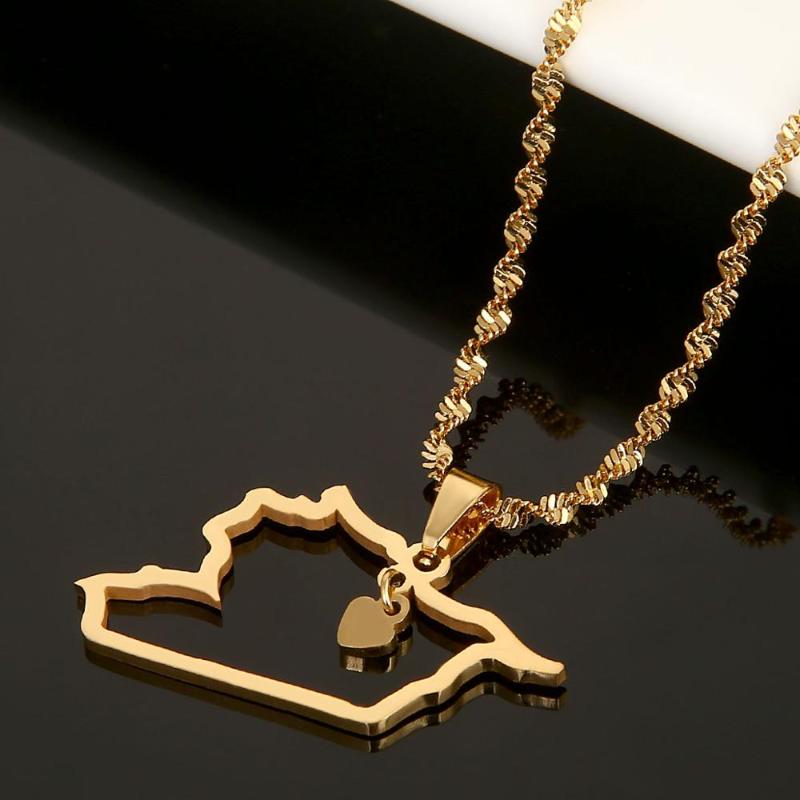 

Pendant Necklaces Stainless Steel Syria Map Charms Syrians Heart Jewelry