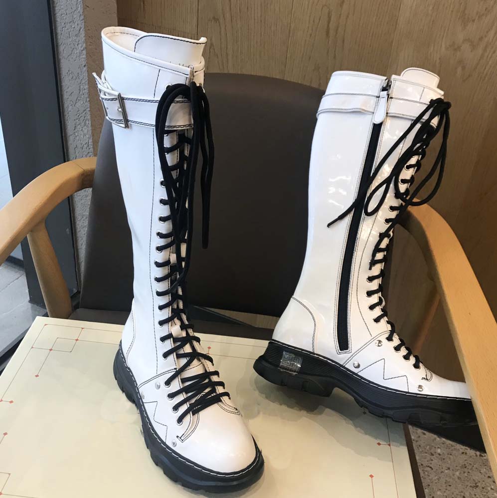 

Women Knee Boots Designer Black and white Platform Boot Real Leather shoes Fashion shoe Winter Fall with box 04, #5